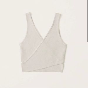 Abercrombie & Fitch Women’s Tan Crossover Rib Wrap Crop Top Size Small NWOT